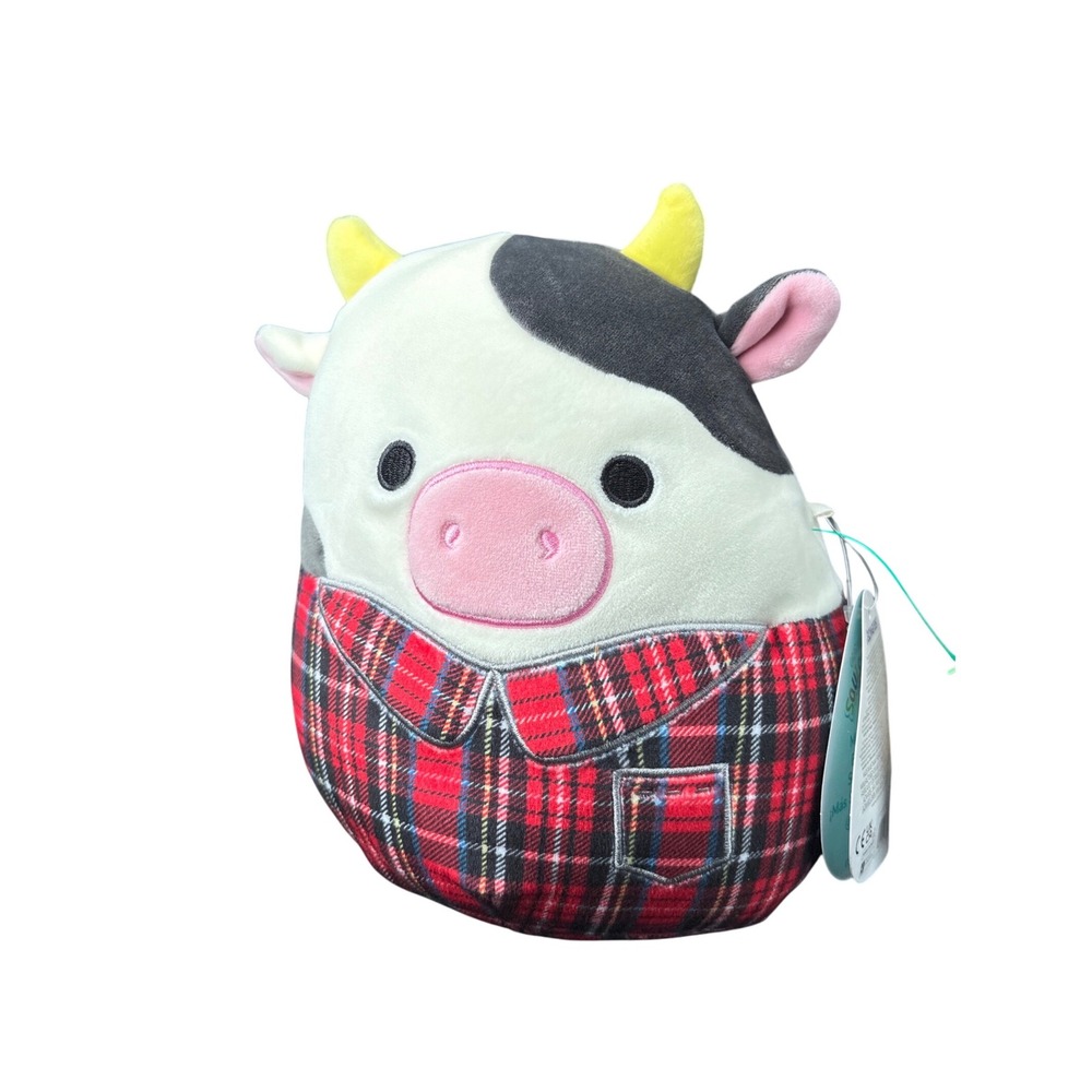 Squishmallows Plaid Connor The Cow Plush Stuffed Animal‎ Toy 8 inch